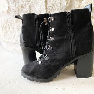 Qupid Brand Heeled Faux Suede Combat Boots‎ 3” Heels Size 8.5